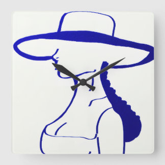 Blue Lady Square Wall Clock
