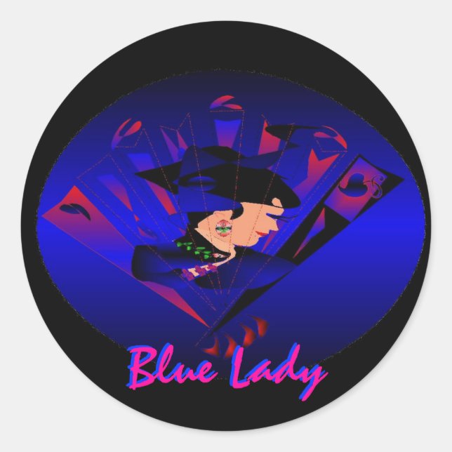 "Blue Lady" Sticker - Customizable (Front)