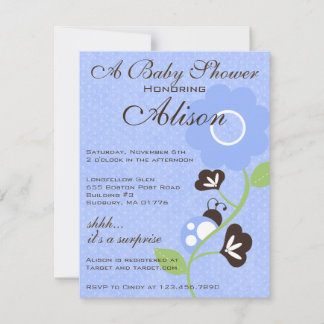 Blue Ladybug Baby Shower Invite