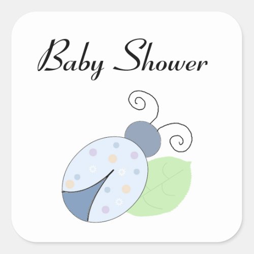 Blue Ladybug Baby Shower Square Sticker