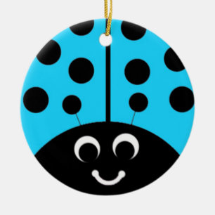 blue  ladybug ceramic ornament