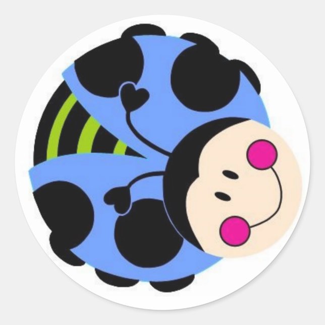 blue ladybug classic round sticker (Front)