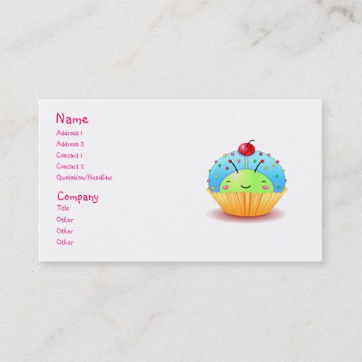 Customizable Blue Ladybug Cupcake Business Card