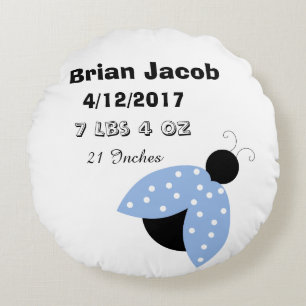 Blue Ladybug Personalized Baby Boy Pillow
