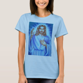 Blue Lady's shirt with Jesus picture