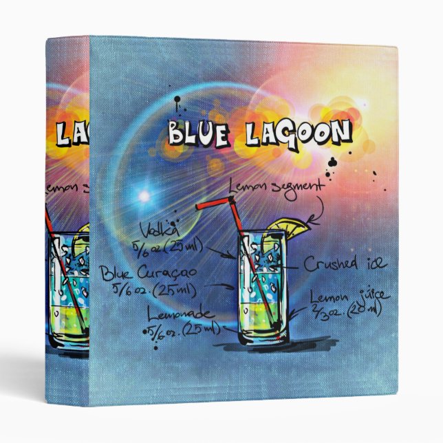 Blue Lagoon (#12 of 12 Drink Recipe Sets)          3 Ring Binder (Front/Spine)