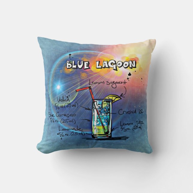 Blue Lagoon (#12 of 12 Drink Recipe Sets)          Throw Pillow (Front)
