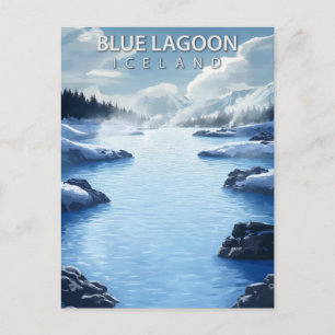Blue Lagoon Iceland Springs Vintage Travel Postcard