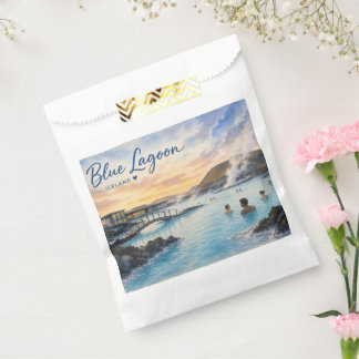 Blue Lagoon Iceland thermal bath watercolor Favor Bag