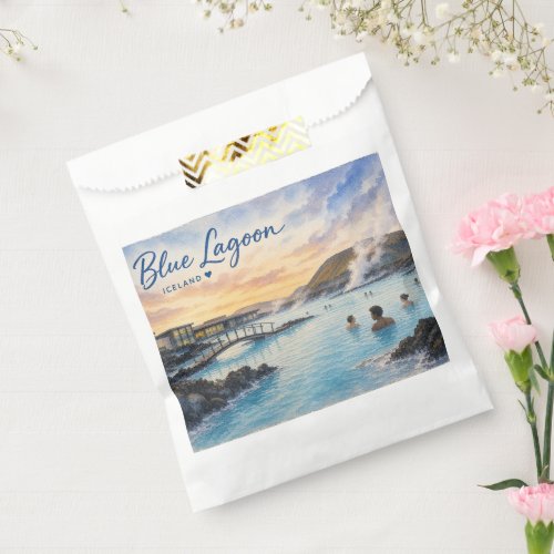 Blue Lagoon Iceland thermal bath watercolor  Favor Bag
