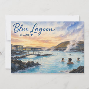 Blue Lagoon Iceland thermal bath watercolor Invitation