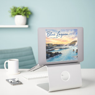 Blue Lagoon Iceland thermal bath watercolor Sticker