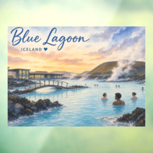 Blue Lagoon Iceland thermal bath watercolor Window Cling