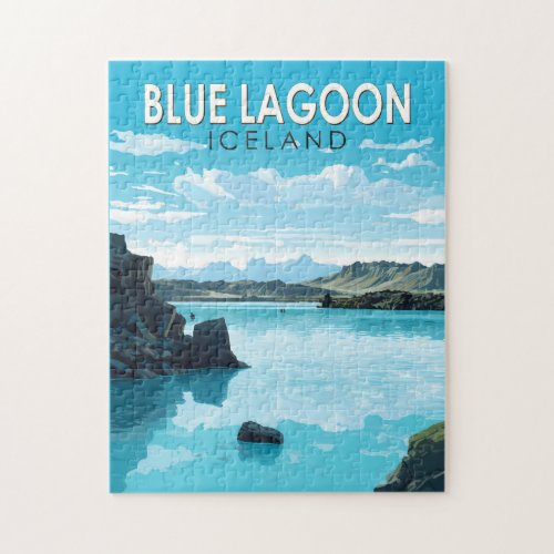 Blue Lagoon Iceland Travel Art Vintage Jigsaw Puzzle