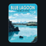 Blue Lagoon Iceland Travel Art Vintage Magnet<br><div class="desc">Blue Lagoon Iceland vector art design. The Blue Lagoon is a geothermal spa in southwestern Iceland. The spa is located in a lava field near Grindavík and in front of Mount Þorbjörn on Reykjanes Peninsula.</div>