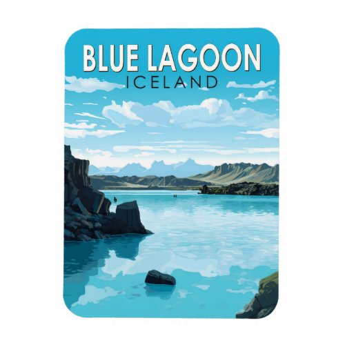 Blue Lagoon Iceland Travel Art Vintage Magnet