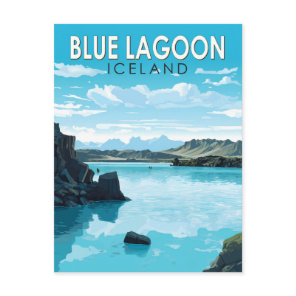 Blue Lagoon Iceland Travel Art Vintage Postcard