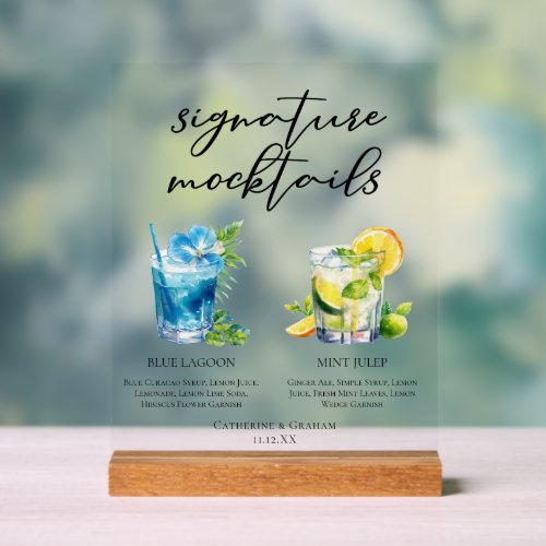 Blue Lagoon Mint Julep Signature Mocktails Acrylic Sign
