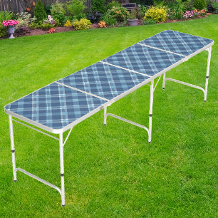 Blue Lagoon Plaid Beer Pong Table