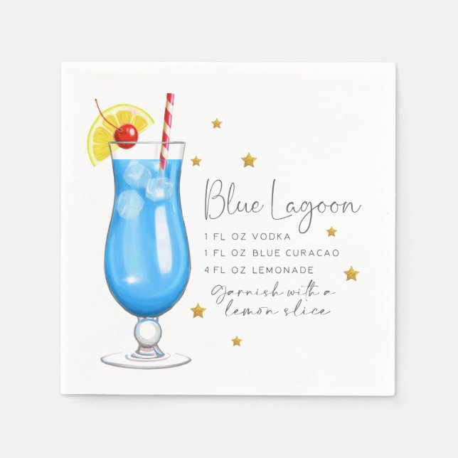 Blue Lagoon Recipe Cocktail Napkins (Front)