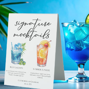 Blue Lagoon Summer Sunrise Mocktails Menu Table Tent