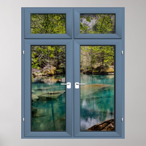 Blue Lagoon Window Scenery _ Illusion Poster