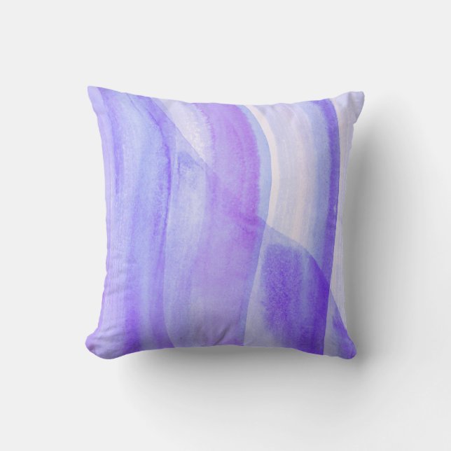 Blue Lagos Watercolor Abstract Throw Pillow (Front)