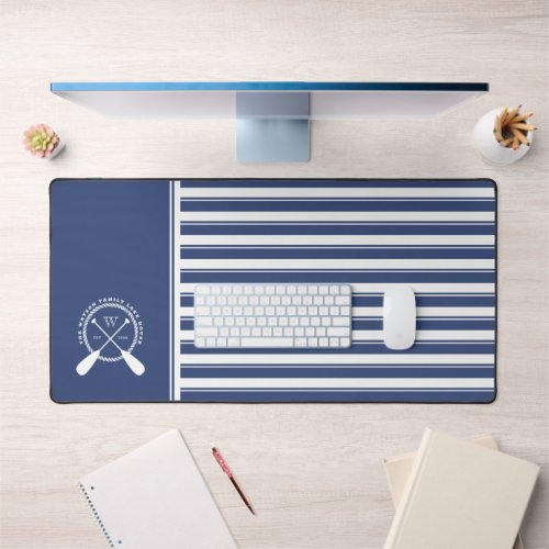 Blue Lake House Monogram Crossed Paddles Desk Mat