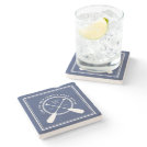 Blue Lake House Monogram Crossed Paddles Stone Coaster Blue Lake House Monogram Crossed Paddles Stone Coaster