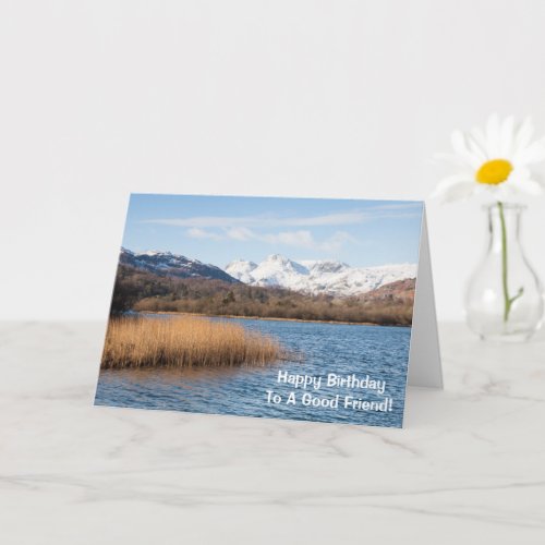 Blue Lake Mountain Snow Birthday Card