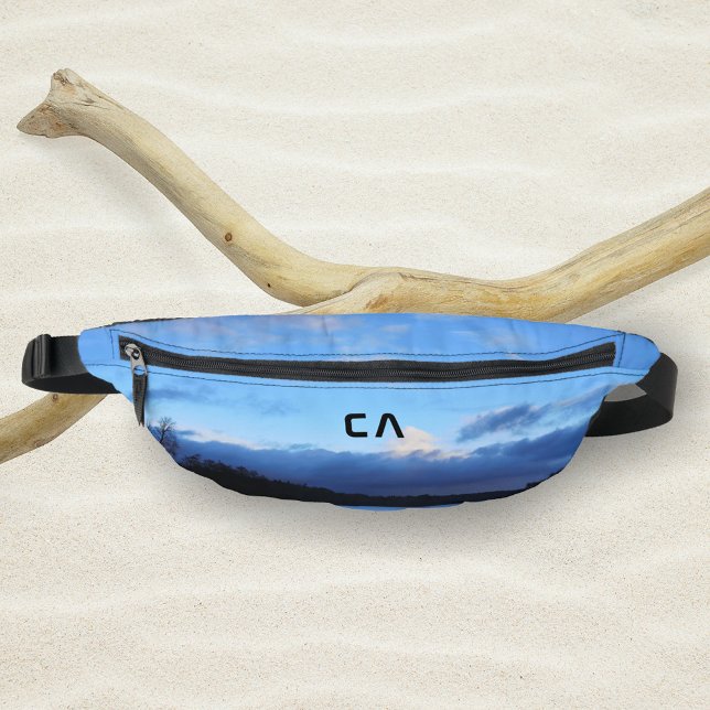 Blue Lake Photo Monogram Fanny Pack (Blue Hour Lake Monogram Wanderlust Your Photo Fanny Pack ©Susanne Sachers - Sunny Wanderlust 🌞✈️)