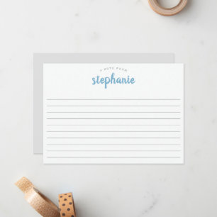 Blue Lake Playful Script, Lined Large Flat Note Card