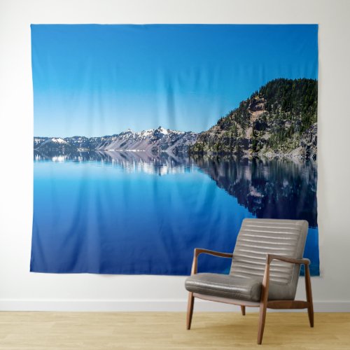 Blue Lake Sky  Rocky Mountain Reflection Tapestry