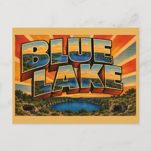 Blue Lake South Australia Volcanic Crater Lake Art Postcard