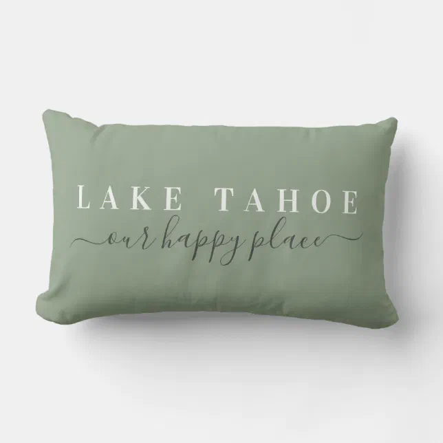 Blue Lake Tahoe Happy Place Lumbar Pillow Zazzle