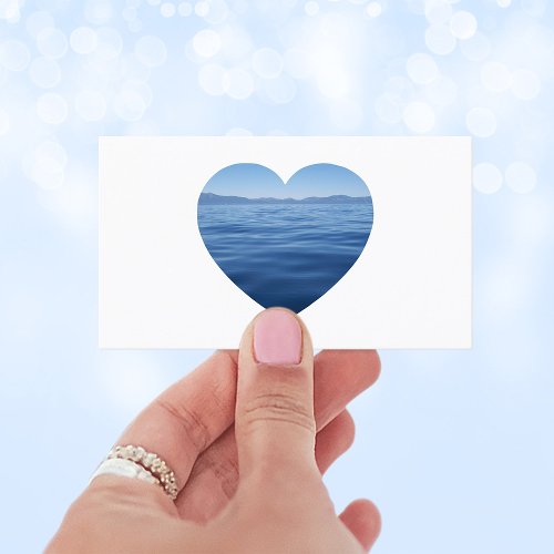 Blue Lake Tahoe Heart Shape Photo Business Card