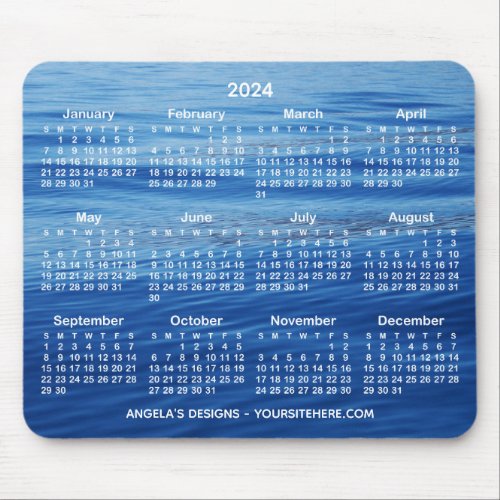 Blue Lake Water 2024 Calendar Promotional Mouse Pad