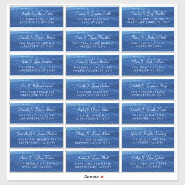 Blue Lake Water Individual Wedding Address Labels (Sheet)