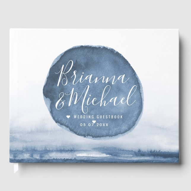 Blue Lake Water Stain | Personalized Guest Book (Front)