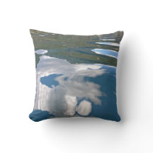 Blue Lake With Cloud Throw Pillow