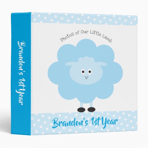 Blue Lamb Baby Boy 1st Year Keepsake Photo Kawaii 3 Ring Binder