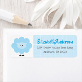 Blue Lamb Baby Shower Cute Sweet Modern Address Label