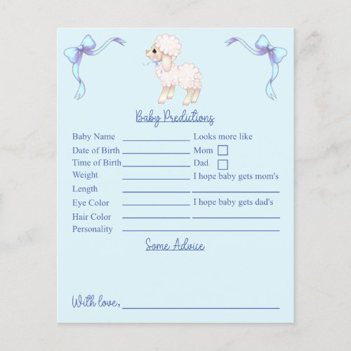 Blue Lamb Baby Shower Predictions And Advice