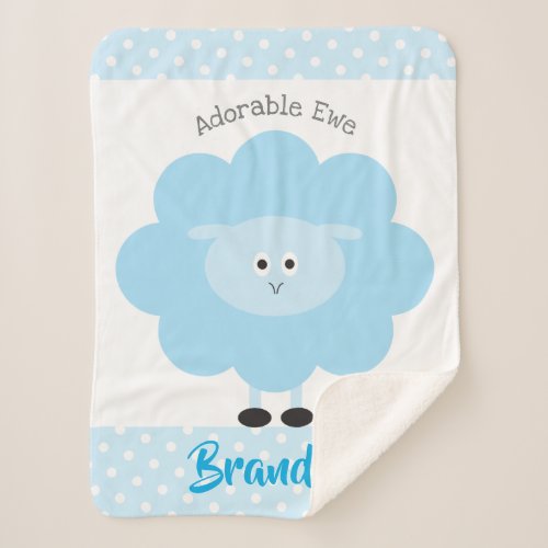 Blue Lamb Cute Baby Boy Adorable Ewe Script Custom Sherpa Blanket