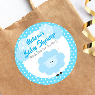 Blue Lamb Cute Kawaii Baby Shower Modern Thank You Classic Round Sticker