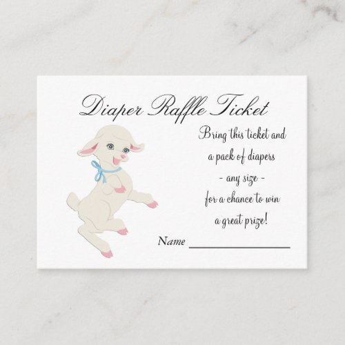 Blue Lamb Diaper Raffle Tickets Enclosure Card