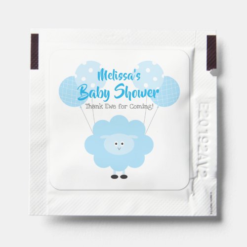 Blue Lamb Kawaii Cute Boy Baby Shower Thank You Hand Sanitizer Packet