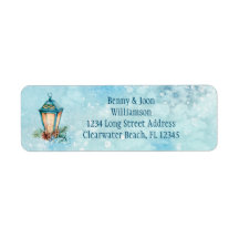 Blue Lantern Ivory Candle with Pinecones Return