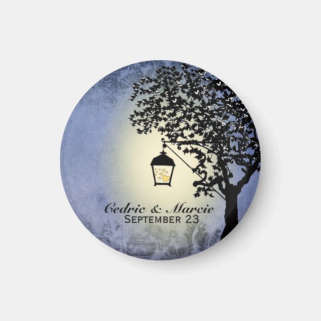 Blue Lantern Streetlamp Save the Date Magnet (Front)