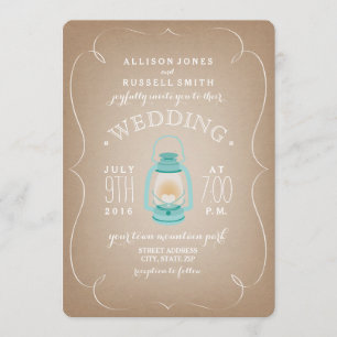 Blue Lantern Wedding Invite - Swirl